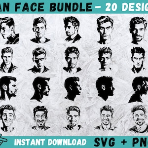 Mann Gesicht SVG, Mann geschnitten Datei, schönes Gesicht Schmuck, männliches Gesicht schneiden Dateien, männliches Gesicht Cricut, Vektor, sofortdownload