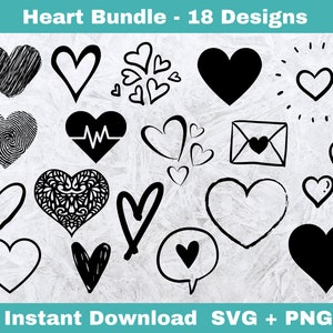 SVG con forma de corazón, SVG con forma de corazón dibujado a mano, SVG de San Valentín, archivos de corte de amor para Cricut Silhouette, corte fácil, forma de corazón, descarga instantánea, PNG, SVG