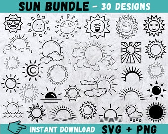 Sun SVG, Sun Svg for Cricut, Sun Clipart, Sun Cut File, Sun Svg Bundle, Cute Sun SVG, Sun Cricut, Sun Silhouette, Sun Vector, Svg, Png