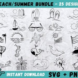 Beach Svg Bundle, Beach Clipart, Summer SVG Bundle, Beach Printable, Beach Vector, Beach Silhouette, Cut Files For Cricut Silhouette,Png,Svg