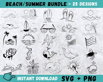 Beach SVG Clipart Bundle: Summer Designs for Cricut (Digital Download)