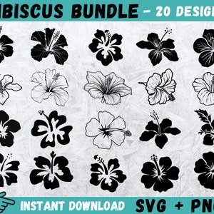 Hibiskus-Svg, Hawaii-Blumen-Svg, Hibiskus-Schablone, Blumen SVG, Hibiskus-Clipart, Hibiskus-Abziehbild, Hibiskus-Silhouette