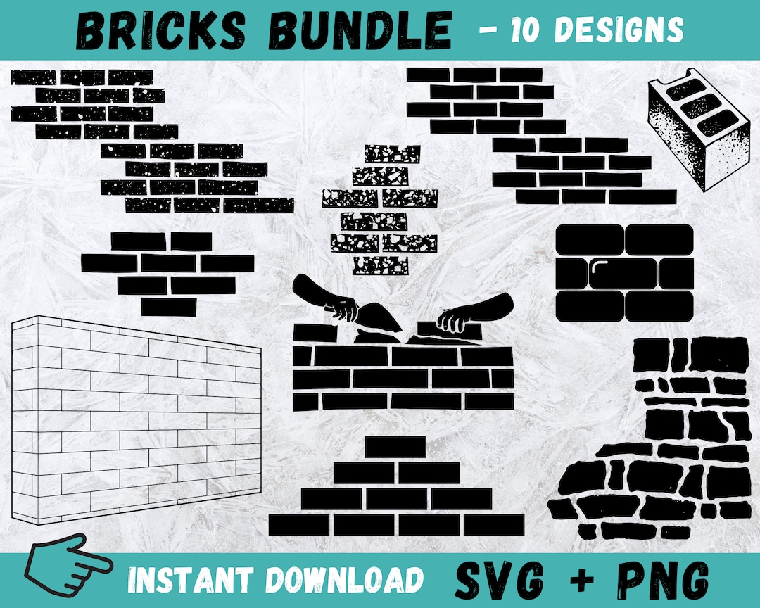Bricks SVG Bundle: Hand Drawn Brick Wall Pattern (SVG, PNG) - Etsy