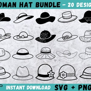 Vrouw hoed SVG, mode hoed Svg, vrouwen hoed Clipart, dames hoed gesneden bestanden voor silhouet, bestanden voor Cricut, floppy Hat Svg, Lady Hat Vector