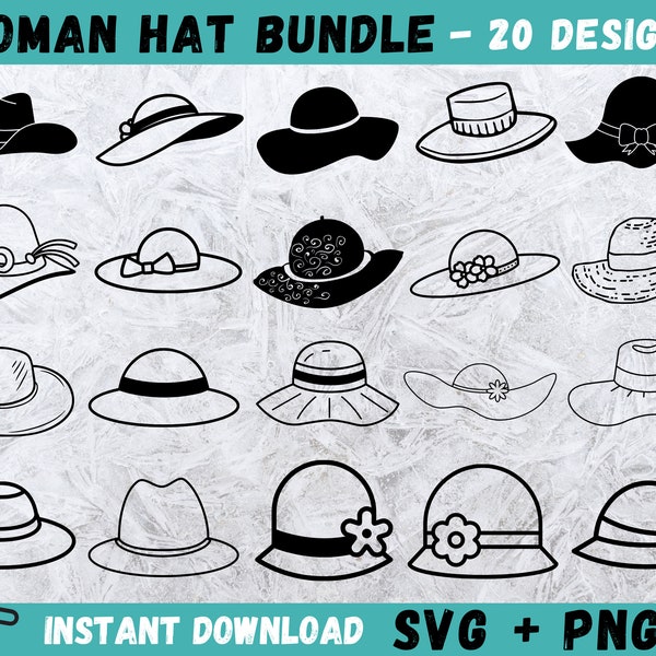 Woman Hat SVG, Fashion Hat Svg, Women Hat Clipart, Ladies Hat Cut Files For Silhouette, Files for Cricut, Floppy Hat Svg, Lady Hat Vector