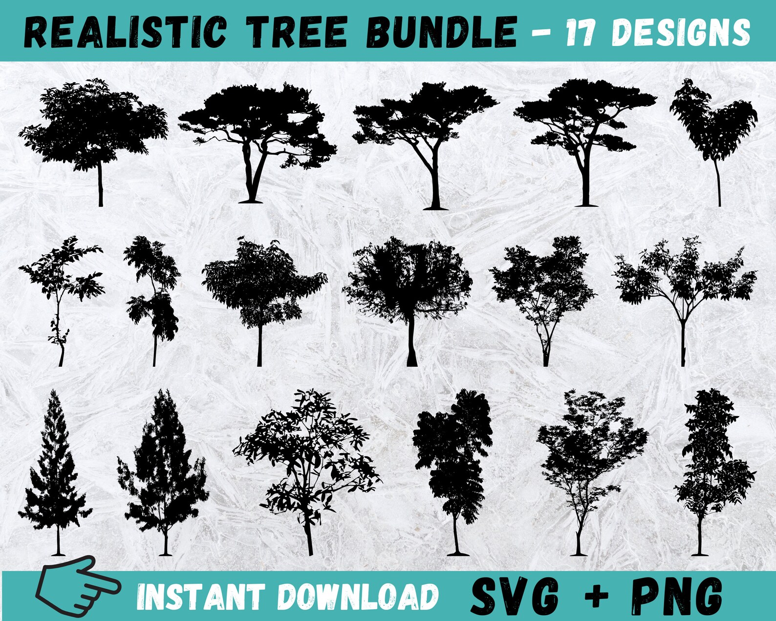 Realistic Tree SVG Bundle: Forest Silhouette Cut Files (digital ...