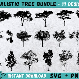 Realistic Tree SVG, Forest SVG, Tree Cricut, Tree Silhouette, SVG Cut Files, Tree Bundle Svg, Tree Clipart, Tree Cut File, Tree Vector, Png