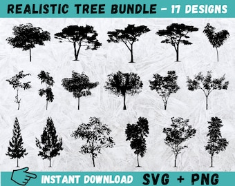 Realistic Tree SVG, Forest SVG, Tree Cricut, Tree Silhouette, SVG Cut Files, Tree Bundle Svg, Tree Clipart, Tree Cut File, Tree Vector, Png