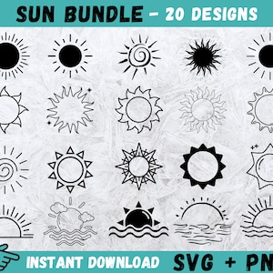 Sun SVG, Sun Clipart, Sun Cut File, Sun Svg Bundle, Cute Sun SVG, Sun Svg for Cricut, Sun Cricut, Sun Silhouette, Sun Vector, Svg, Png