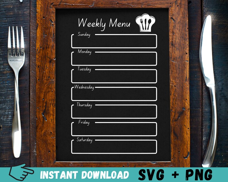 Printable Weekly Menu Planner SVG PNG (digital Download) - Etsy