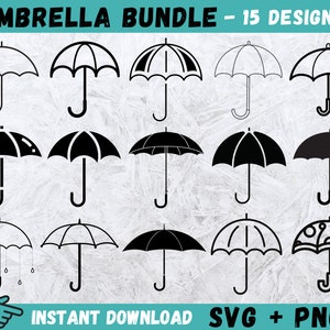 Umbrella Svg, Umbrella Bundle Svg, Umbrella Clipart, Umbrella Silhouette, Umbrella Rain Svg, Umbrella Cricut, Umbrella Cut File, Vector, Png