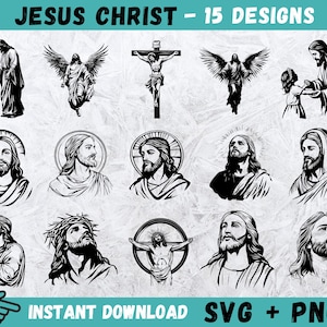 Jesus Christ SVG, Jesus Clipart, Catholic Cut Files, Jesus Silhouette, Christ Svg, Religion Cricut, Christian Vector, Instant Download, Png
