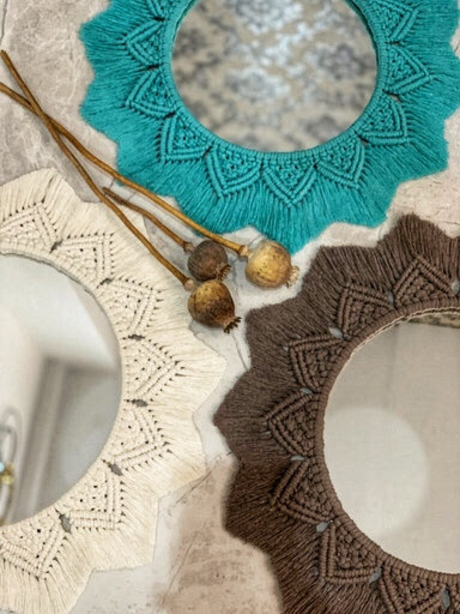 18inch Large Macrame mirror frame round wall hanging Boho Etsy