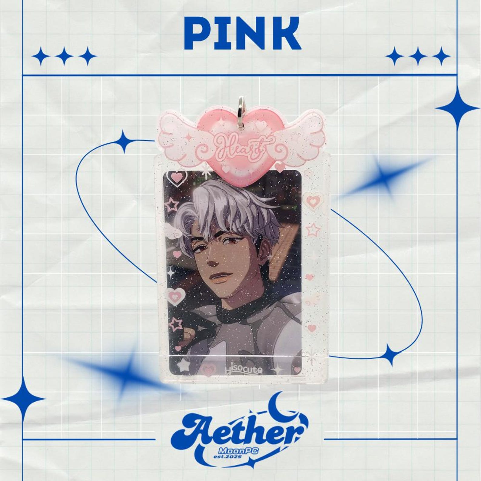 Angel Wings Photocard Holder Keychain - Glitter Acrylic Protector for ...