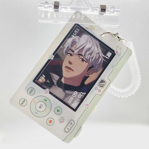 Retro Camera / Flip Phone Acrylic Photocard Holder -  with Charm & Strap - Cute Kpop Accessory