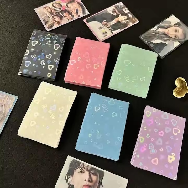 Heart Pattern Holographic Photocard Sleeves (50pcs) – PC Sleeves