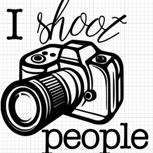 Je photographie des gens SVG appareil photo humour vendeur cadeau photographe coupe fichier Cricut découpé Silhouette camée téléchargement pas de lignes de quadrillage