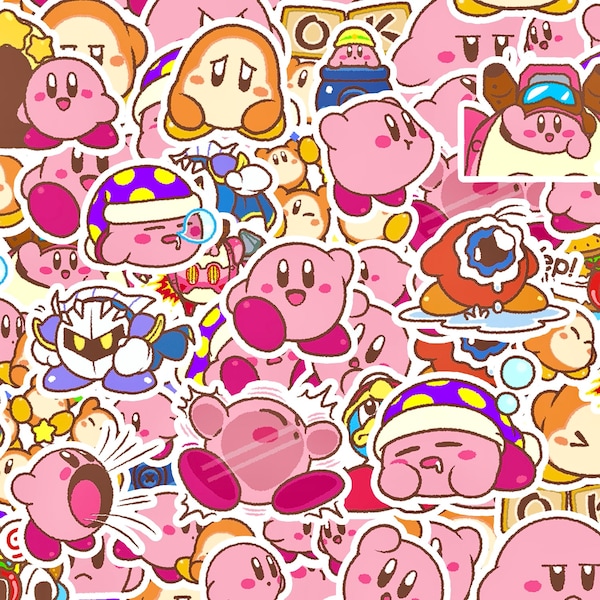 40 Kirby Stickers Cartoon Anime Cute Kawaii derpy Nintendo nerdy laptop bottle - Fast US Shipping Made in US