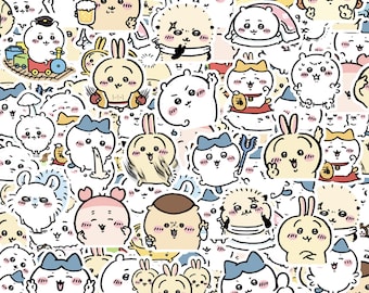 43 Chiikawa Stickers Cartoon Anime Cute Kawaii laptop bottle rabbit Bunny Deco Japan usagi bunnies decal coquette stationery vinyl