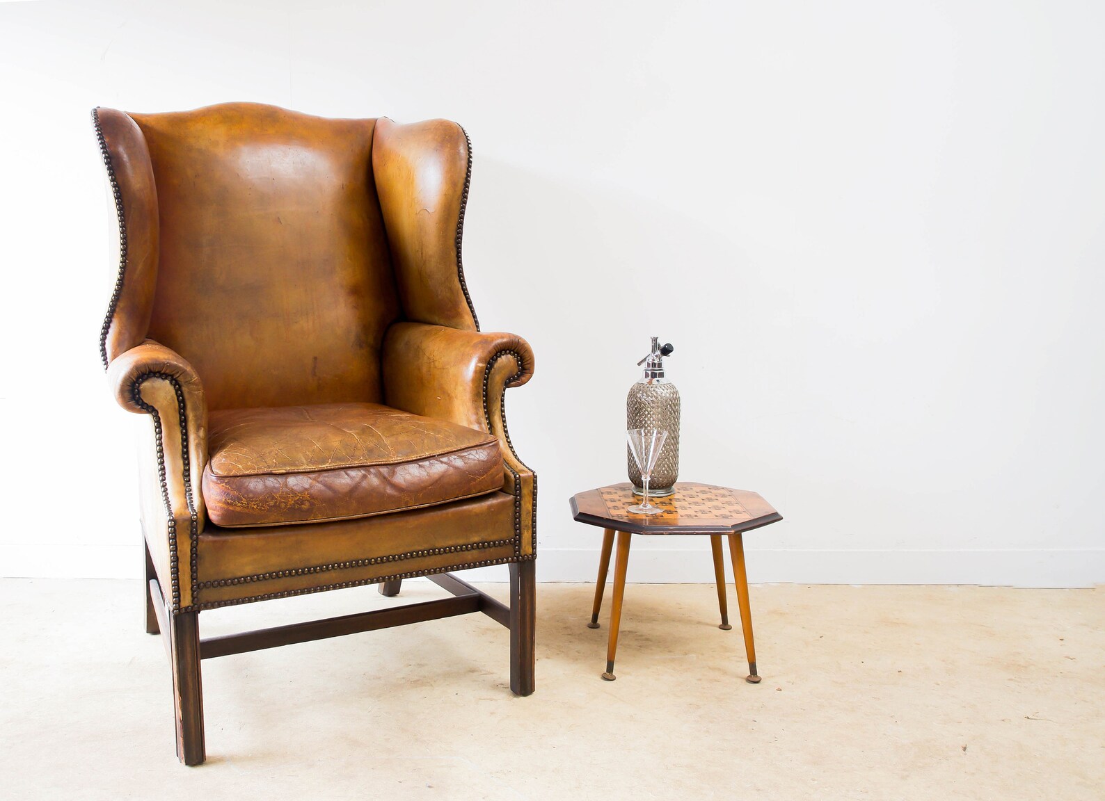 Wingback leather armchair Etsy