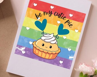 Funny Valentine's Day Card: Rainbow Pie Design (Printable)