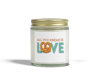 Pretzel Scented Candle: Coconut Apricot Wax, Funny Kitchen Decor