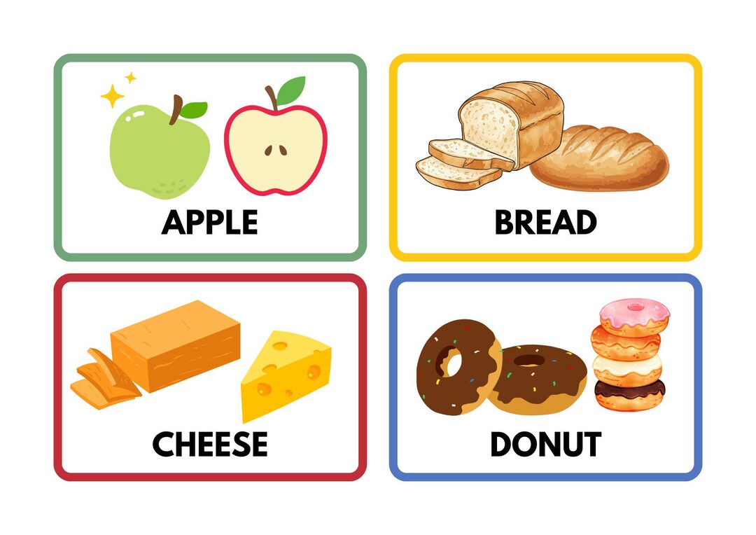 Bilingual Food Flashcards Printable | English Spanish Alphabet Cards ...