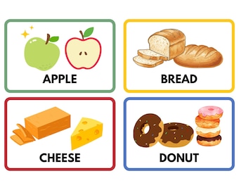 Bilingual Food Flashcards Printable | English Spanish Alphabet Cards | Kids ESL Learning