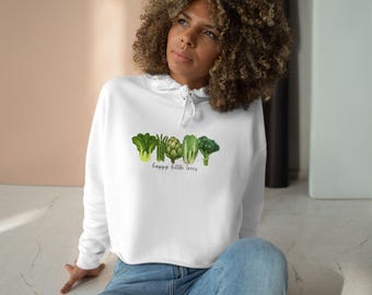 Happy Little Trees crop hoodie