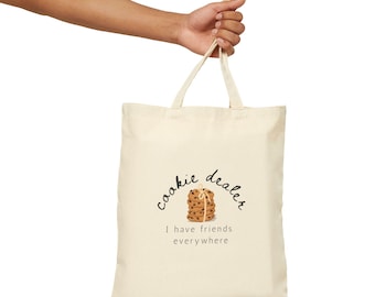 Cookie Dealer Canvas Tote Bag: Funny Chocolate Chip Cookie Shopper