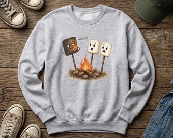 Roasted Marshmallow Crewneck Sweatshirt | Campfire S'mores Sweater