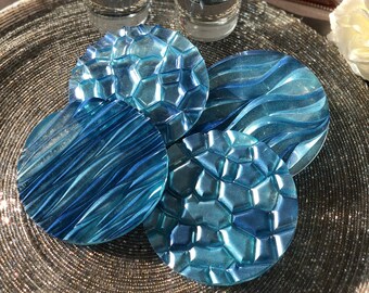 Coasters for glasses made of epoxy resin, colorful coasters resin, cool table decoration. Gift idea for your best friend