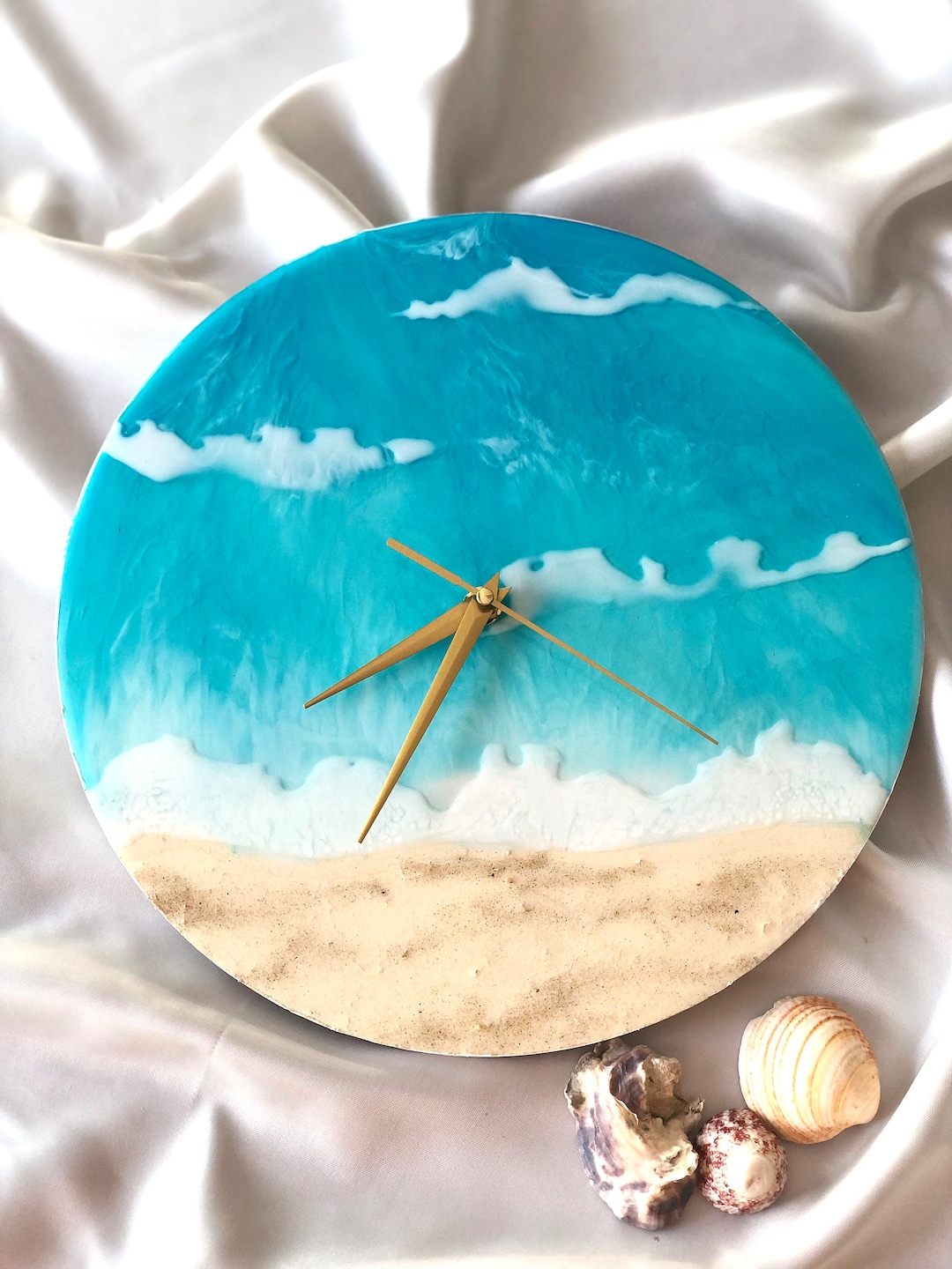Kunstharz Wanduhr Ocean, Design Wanduhr aus Resin