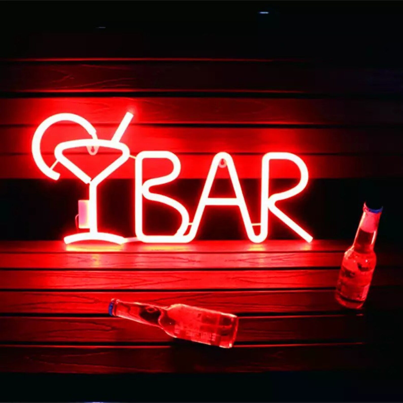 Red Bar Sign Neon Light Night Light Wall Hanging Light Etsy