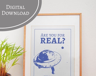 SciFi Poster with UFO , Digital Download, Poster to Print, Instant Download