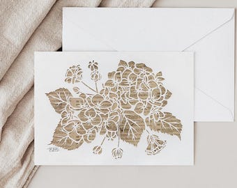 Vintage Map Hydrangea Flower Note Cards: Artisan Paper Art, Set of 10