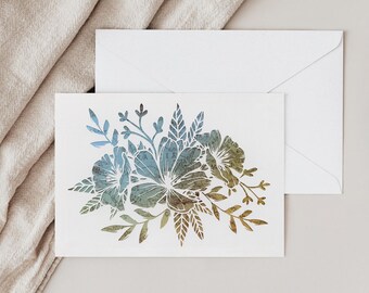 Vintage Map Cosmos Flower Note Cards: Artisan Paper Art, Set of 10