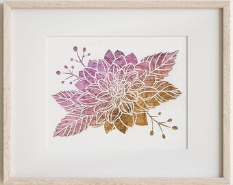 Vintage Map Dahlia Papercut Art: Travel-Inspired Floral Wall Decor