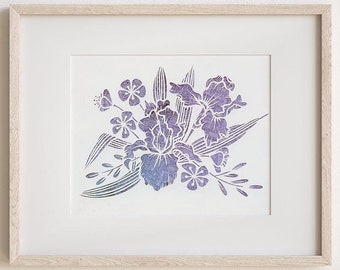 Iris Paper Cut Art: Vintage Map Flower Papercutting (5x7)