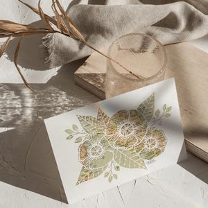 Flor de papoula com mapa vintage Fine Art Giclee Print, decoração para amantes de viagens, arte de parede inspirada em viagens, impressão de arte em papel recortado, impressão de arte de mapa