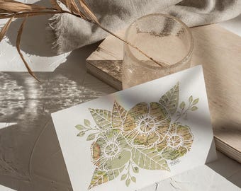 Poppy Flower Map Art Print: Vintage Travel Decor