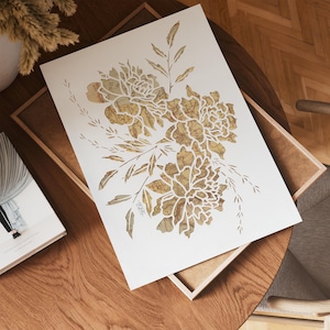 Impresión artística de mapa de Marigold: Giclée de papel floral vintage