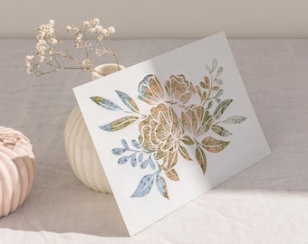 Carnation Flower Art Print: Vintage Map Papercut Giclee