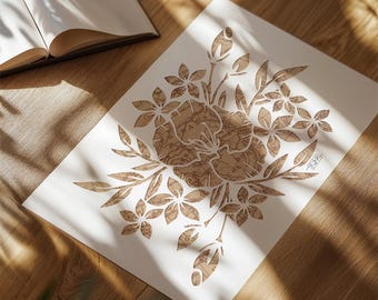 Azalea Flower Vintage Map Art Print: Travel-Inspired Giclee