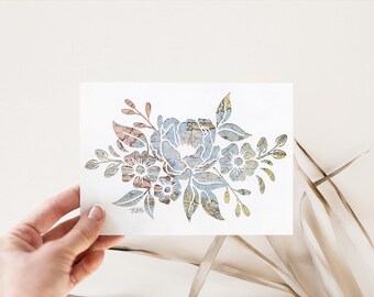 Vintage Map Peony Flower Note Cards: Artisan Paper Art, Set of 10