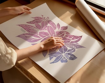 Lily Flower Vintage Map Art Print: Travel Lover Gift