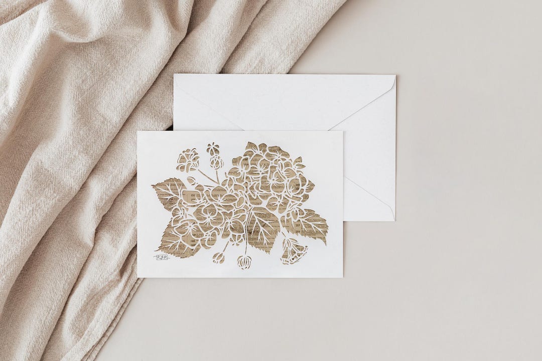 Vintage Map Hydrangea Flower Note Cards: Artisan Paper Art, Set of 10 ...