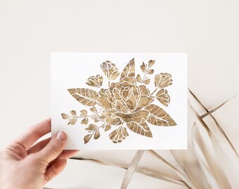 Vintage Map Rose Greeting Cards: Artisan Floral Note Card Set