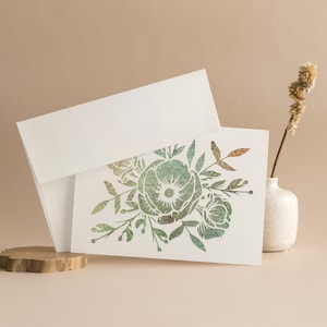 Vintage Map Anemones Flowers Greeting Cards, Blank Note Cards, Artisan Printed Greeting Card Pack, Anemones Flower Cards