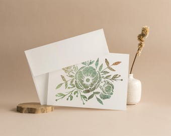 Vintage Map Anemone Flower Note Cards: Artisan Paper Art, Set of 10